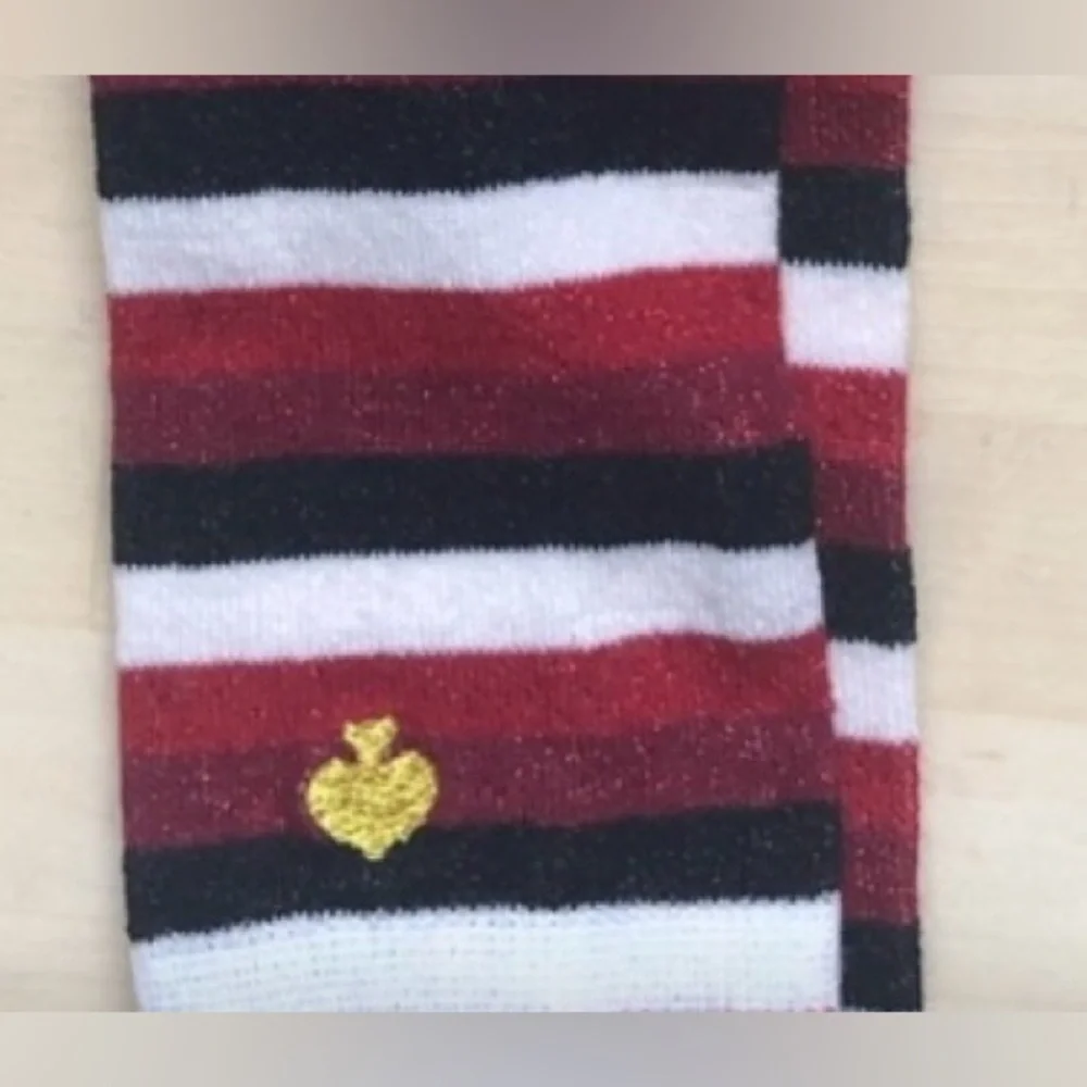 Kate Spade Socks gold black white red metallic striped knee high NEW size OSFA